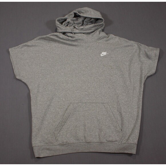 Nike Tops - Nike Hoodie Womens XL Short Sleeve Funnel Neck Heather Gray Pullover
